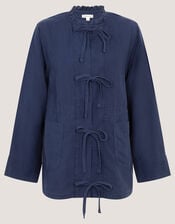 Felicity Tie Front Linen Blend Jacket, Blue (NAVY), large