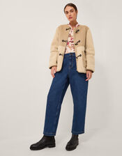 Teri Faux Shearling Duffle Jacket, Natural (STONE), large