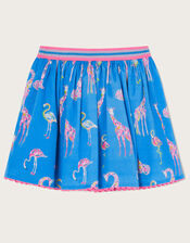 Giraffe and Flamingo Skirt WWF-UK Collaboration, Blue (BLUE), large