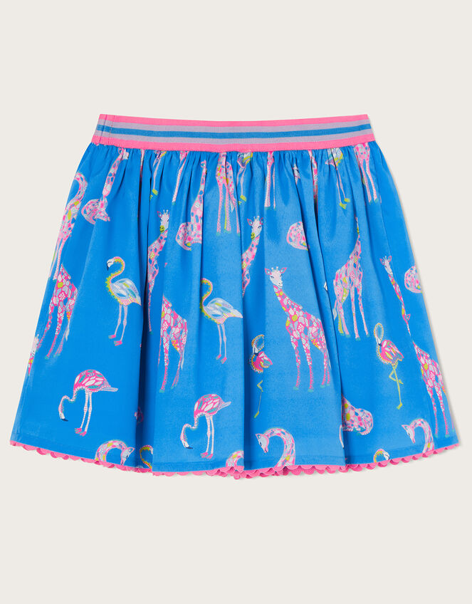 Giraffe and Flamingo Skirt WWF-UK Collaboration, Blue (BLUE), large