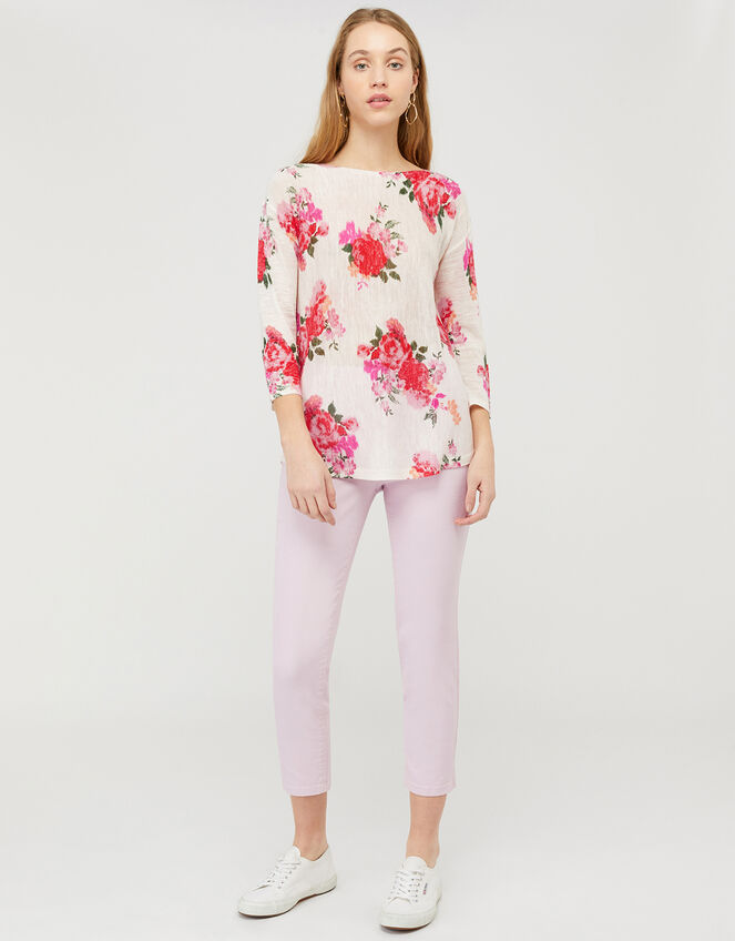 Leah Floral Jumper in Linen Blend, Multi (MULTI), large