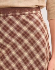 Frankie Check Print Midi Skirt, Brown (BROWN), large