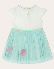 Baby Sea Scene Disco Dress in Sustainable Cotton, Blue (AQUA), large