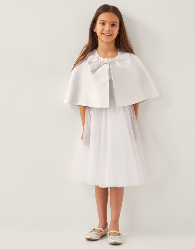 Duchess Bow Twill Cape, Ivory (IVORY), large