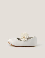 Baby Flower Pom Pom Walker Shoes, Ivory (IVORY), large