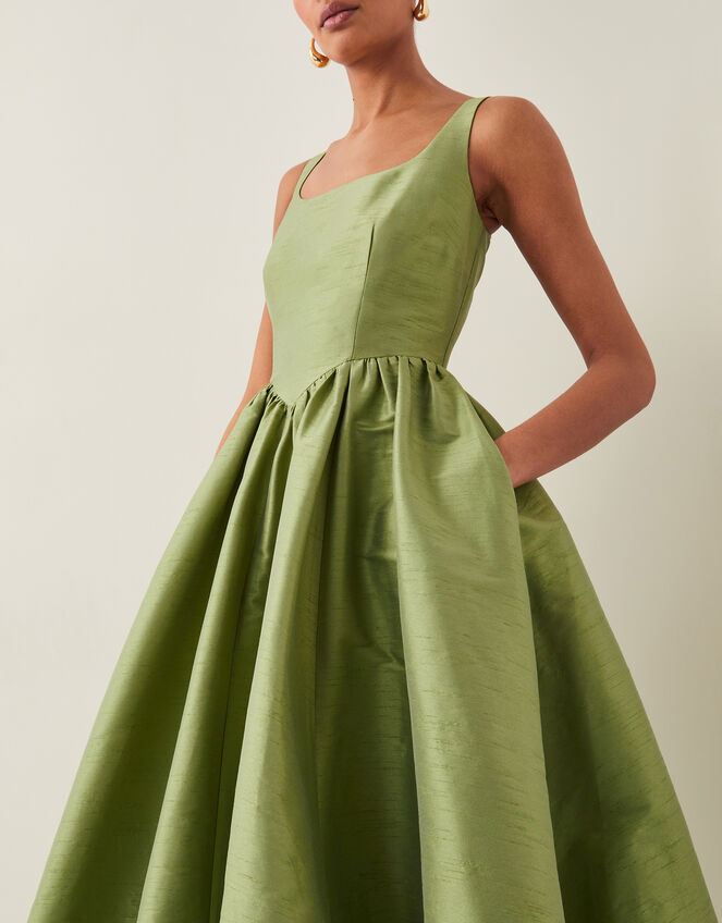 Mya Fit and Flare Midi Dress, Green (KHAKI), large