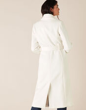 Double-Breasted Long Coat, White (WHITE), large