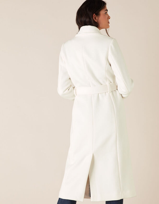 Double-Breasted Long Coat, White (WHITE), large