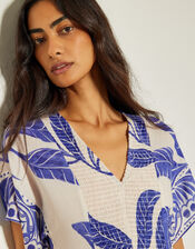 Dinah Palm Print Midi Dress, White (WHITE), large