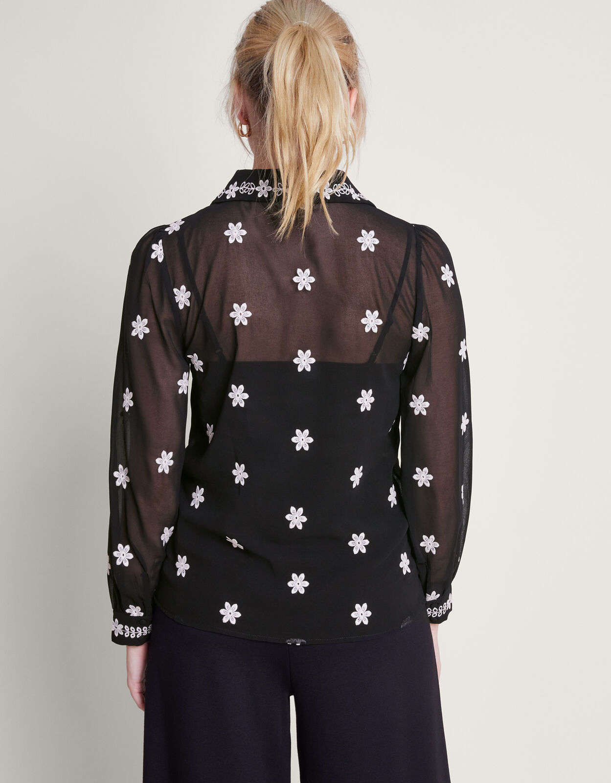 Fiori Embroidered Blouse Black