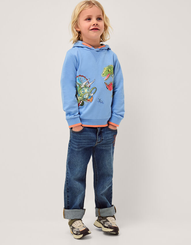 Reading Dinosaur Hoodie, Blue (BLUE), large