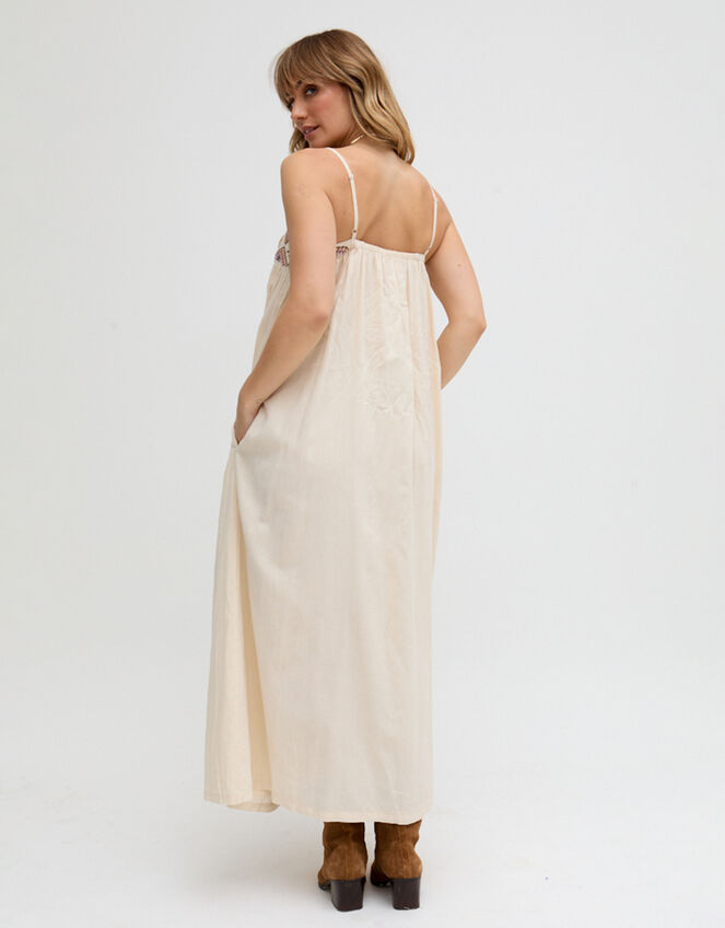 Raffya Sapphire Embroidered Maxi Dress, Cream (CREAM), large