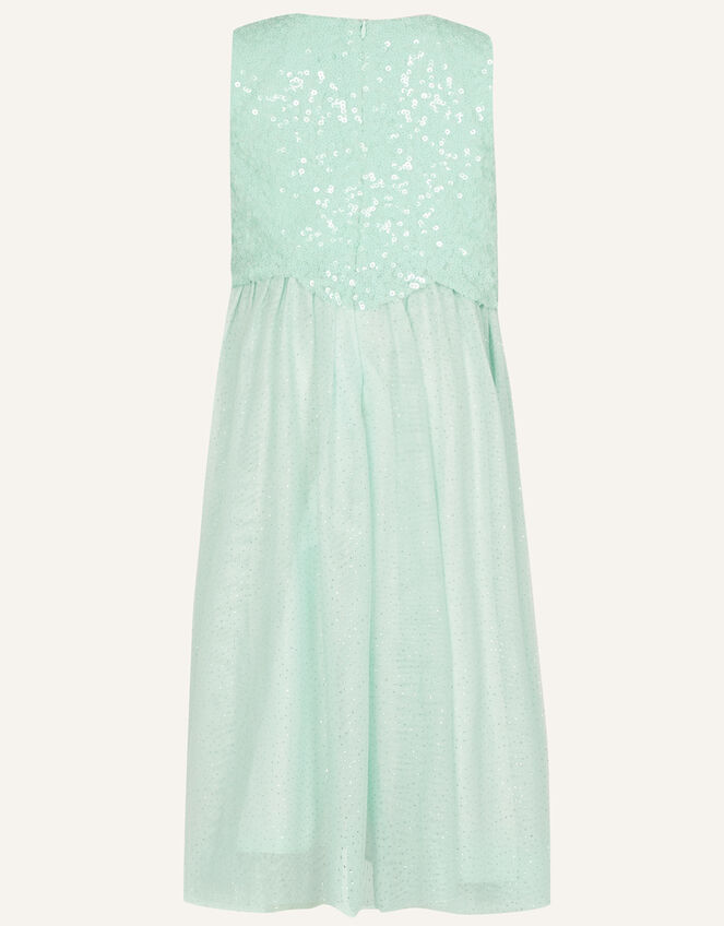 Betsy Sequin Scallop Dress, Green (MINT), large