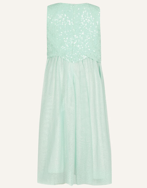 Betsy Sequin Scallop Dress, Green (MINT), large