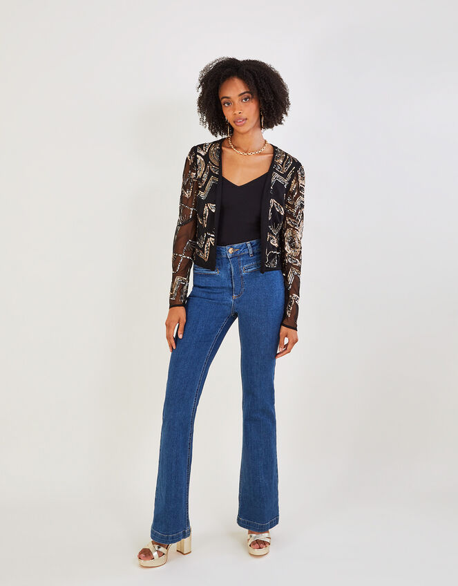 Finnley Embellished Jacket in Recycled Polyester, Black (BLACK), large