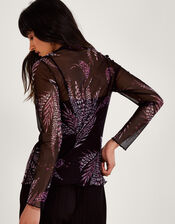 Print Mesh Top, Black (BLACK), large
