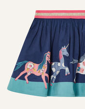 Applique Horse Scene Skirt, Blue (BLUE), large