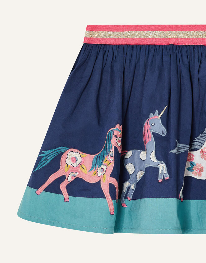 Applique Horse Scene Skirt, Blue (BLUE), large