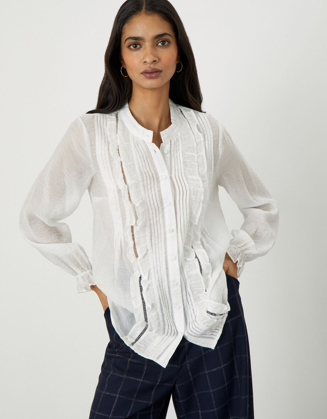 Amanda Frill Front Pintuck Top Ivory | Tops & T-shirts | Monsoon UK.