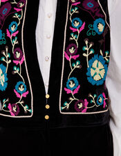 Fran Embroidered Waistcoat , Black (BLACK), large