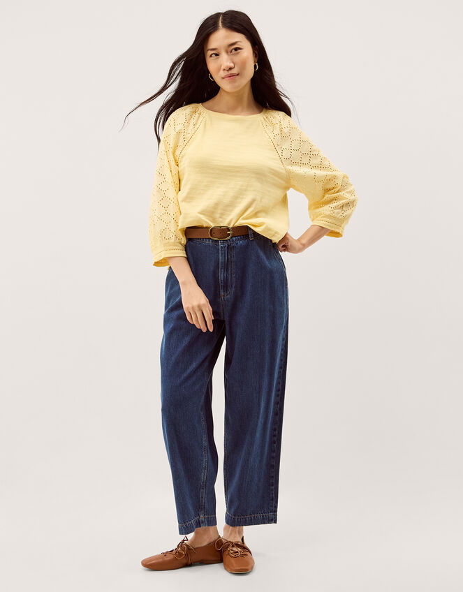Fifi Broderie Sleeve Top Yellow