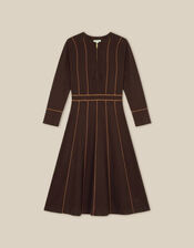 Zola Stripe Knit Midi Dress, Brown (CHOCOLATE), large