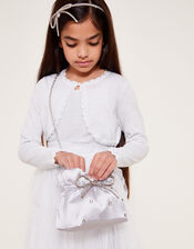 Bejewelled Satin Pouch Bag, , large