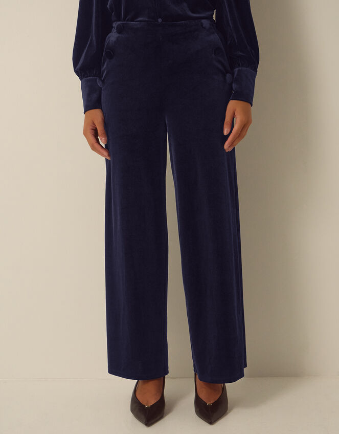 Verna Velvet Wide Leg Trousers, Blue (MIDNIGHT), large
