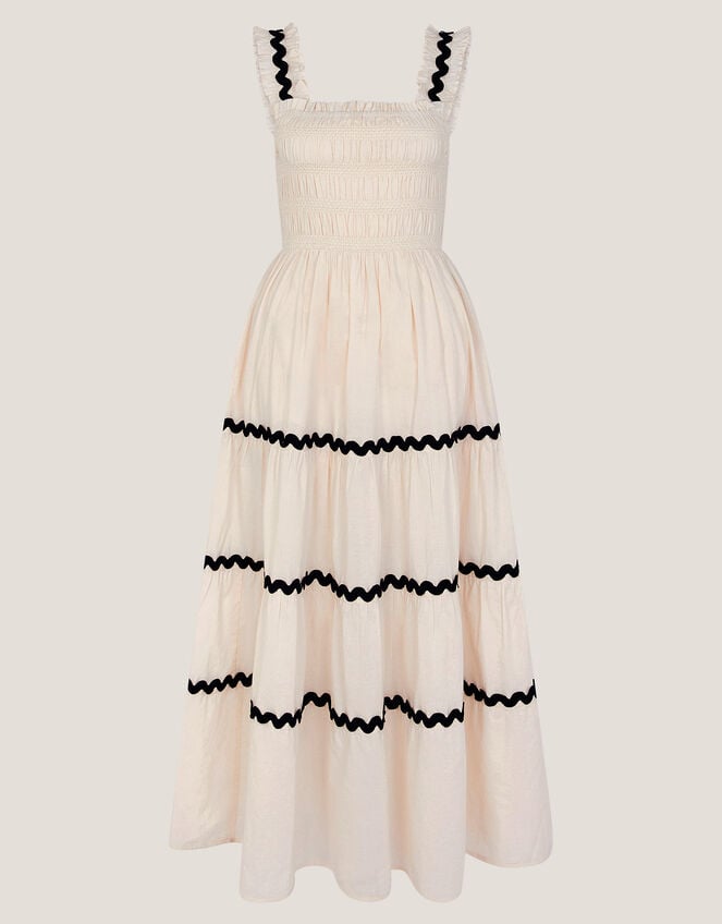 Tabitha Sleeveless Smocked Midi Dress, Ivory (IVORY), large