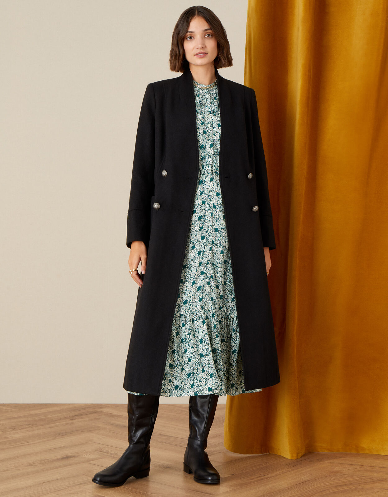 Wool long black coat Clearance