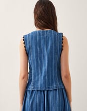 Ottilie Denim Stripe Waistcoat, Blue (DENIM BLUE), large