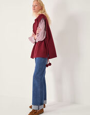 Coco Sleeveless Cable Knit Poncho, Red (BURGUNDY), large