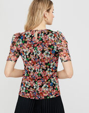 Flore Floral Mesh Top, Multi (MULTI), large