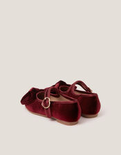 Toddler Velvet Bow Ballet Flats, Red (BURGUNDY), large