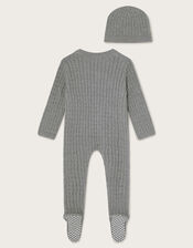 Newborn Cable Knit Romper and Hat Set, Grey (GREY), large