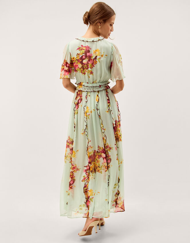Perrie Floral Print Frill Maxi Dress Green | Evening Dresses | Monsoon UK. Perrie Floral Print Frill Maxi Dress Green | Evening Dresses | Monsoon UK.