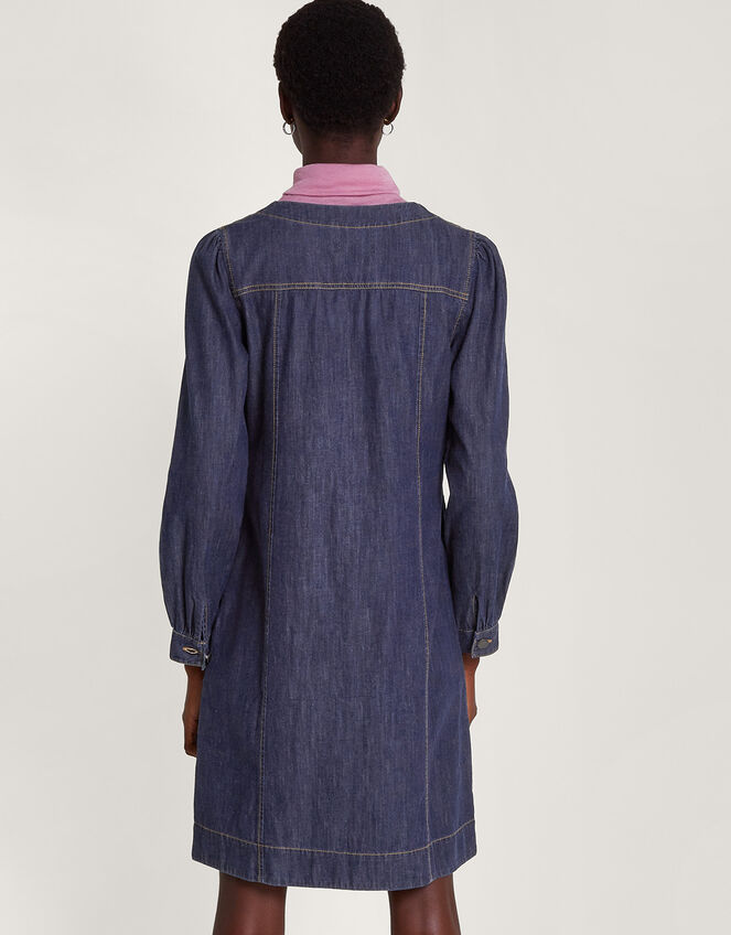 Denim Button Through Shirt Dress, Blue (INDIGO), large