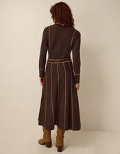 Zola Stripe Knit Midi Dress, Brown (CHOCOLATE), large