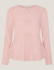 Paula Peplum Bow Jumper, Pink (BLUSH), large