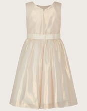 Land of Wonder Shimmer Organza Beaded Waistband Dress, Natural (CHAMPAGNE), large