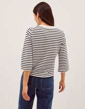 Shania Stripe Jersey Buttondown Top, Ivory (IVORY), large