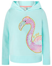 Dana Embellished Flamingo Hoody, Blue (TURQUOISE), large