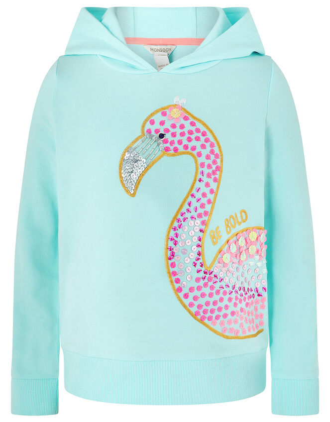 Dana Embellished Flamingo Hoody, Blue (TURQUOISE), large