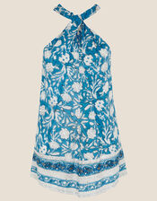 ARTISAN STUDIO Woodblock Print Halter Top , Blue (BLUE), large