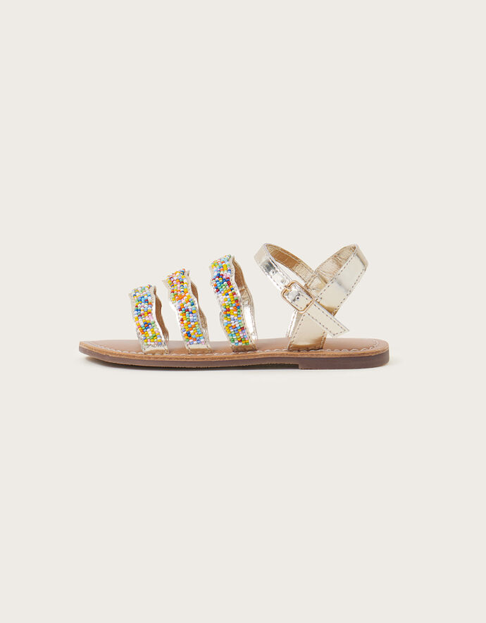 Rainbow Beaded Strappy Sandals Multi