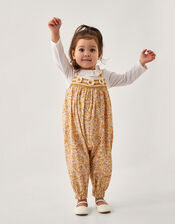 Baby Frill Blouse and Floral Romper Set, Yellow (YELLOW), large