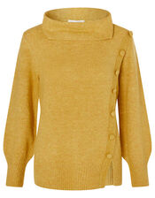 Button Side Knit Jumper, Yellow (OCHRE), large