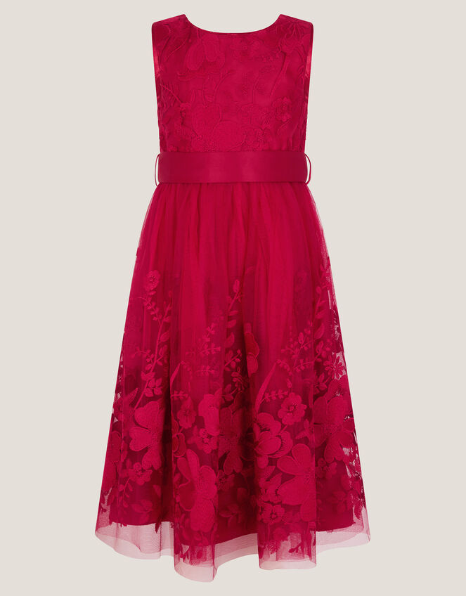 Alicia Lace Embroidered Party Dress, Red (RED), large