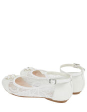 Melody Flower and Lace Ballerina Shoes, Ivory (IVORY), large