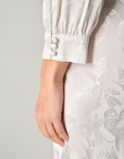 Grace Long Sleeve Satin Shirt Wedding Dress, Ivory (IVORY), large